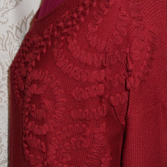 NWT Plenty Tracy Reese Anthropologie S Brick Red Appliqued Pullover Sweater - Picture 3 of 9